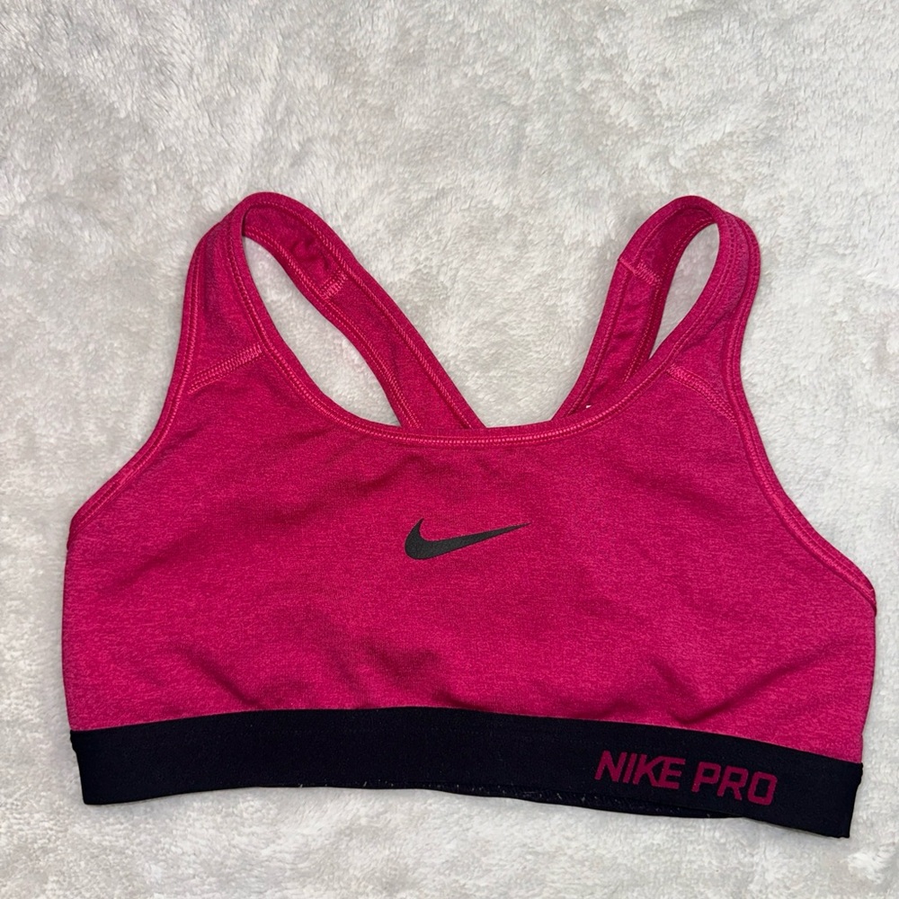 Nike Pro Fuchsia Sports Bra with Black Band